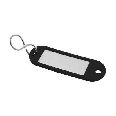 Key tag in plastic with S-type keyring (50 Pcs. packing-BLACK)